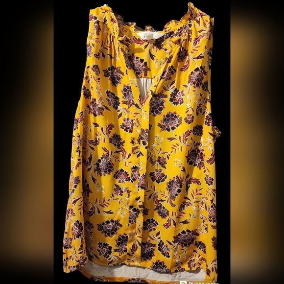 Market & Spruce Tops - - Gold Floral Relaxed Sleeveless Blouse - L
